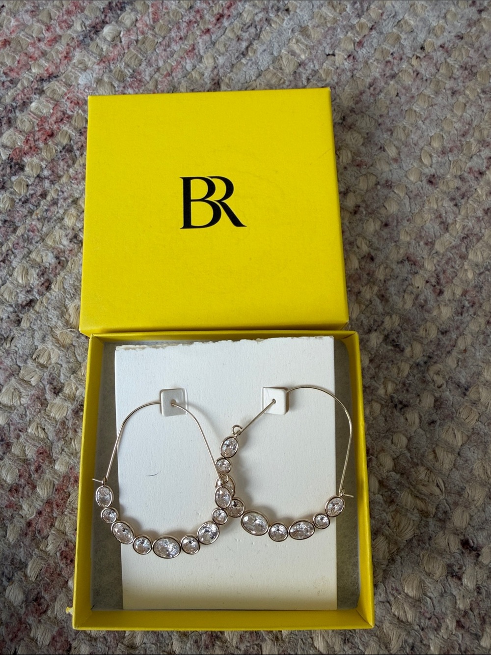 Banana Republic Silver-Tone Hoop Earrings with Clear Crystals